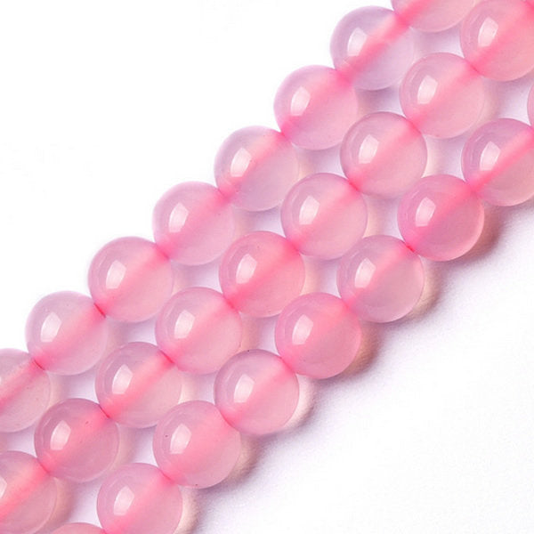 Pink natural agate round beads 6mm or 8mm