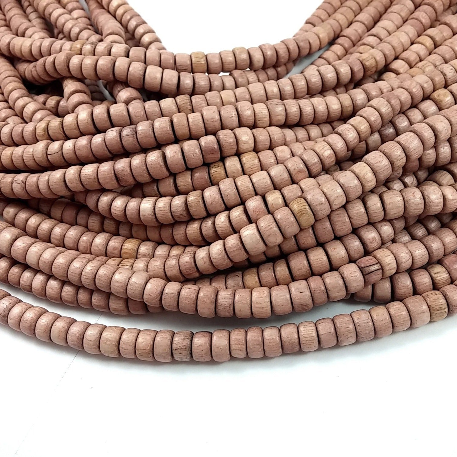 Rosewood beads 8mm - Natural Mala Wooden Beads - Rondelle