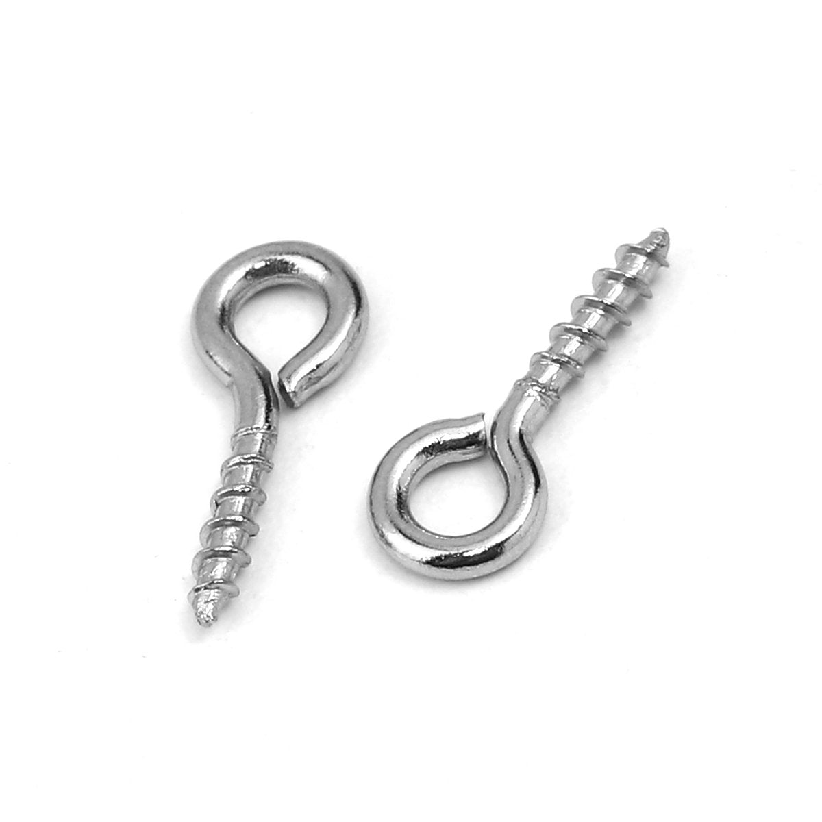 Silver Screw Eyes Bails - 10pcs Stainless Steel Bails Top Drilled - Four sizes available