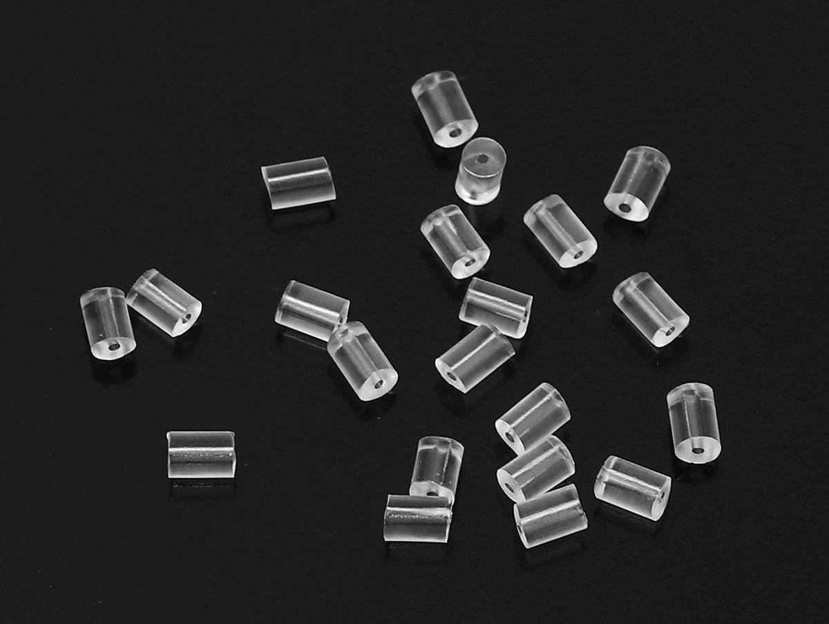 200 Stoppeurs tubes pour crochets ou tiges de boucle d'oreille en silicone