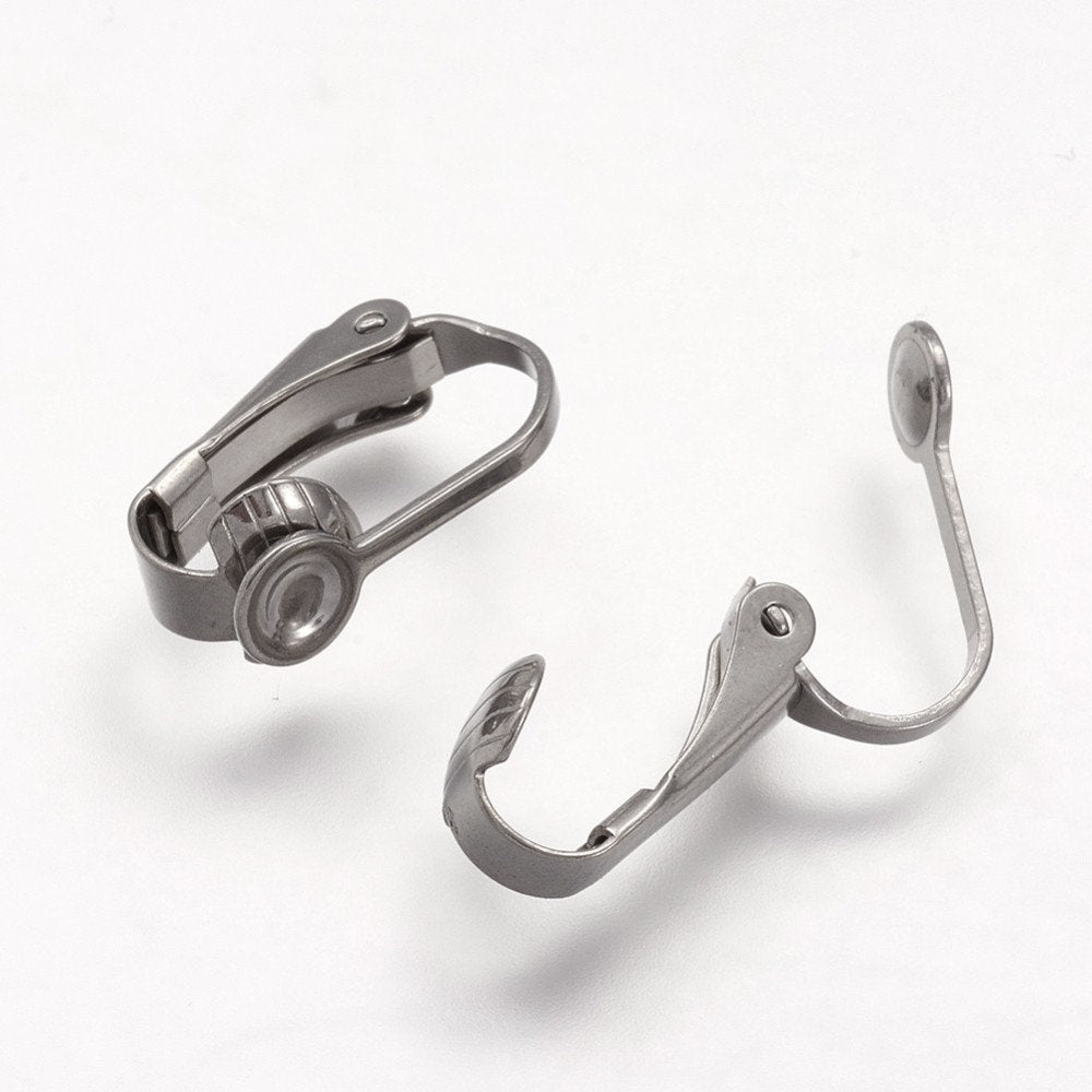 Stainless Steel Clip On Earring Findings with Pad sold by pair