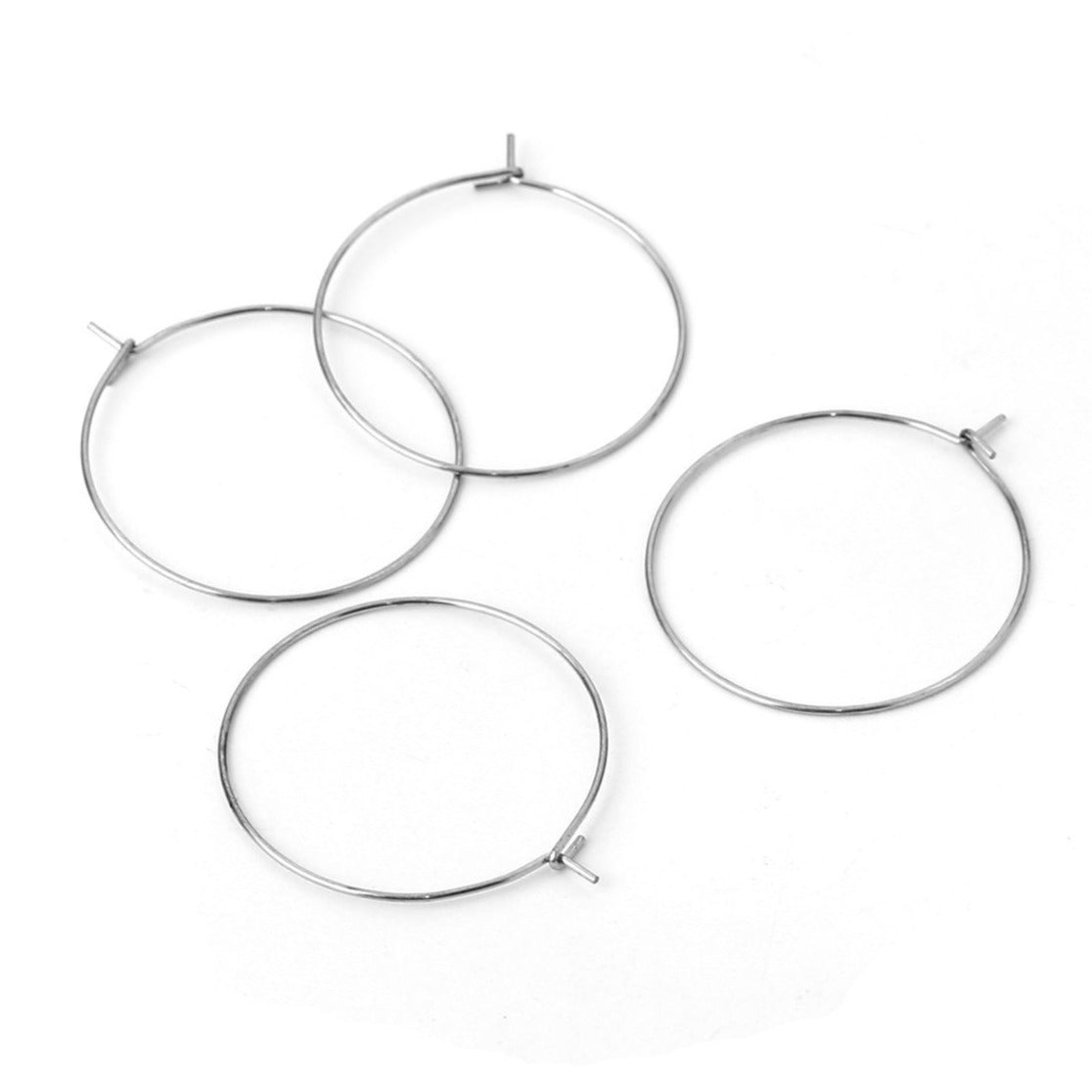 Stainless steel hoops 30pcs (15 pairs) - 5 size available