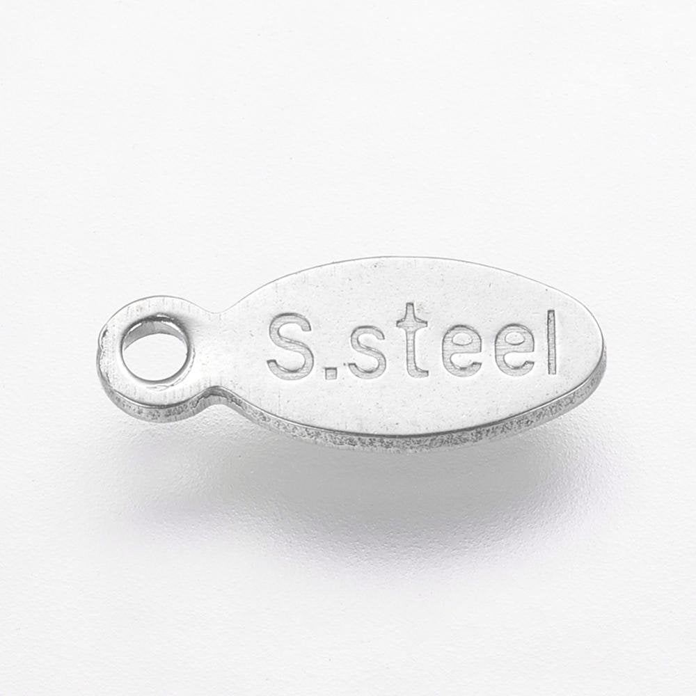 Stainless steel chain tabs, drop, 10mm