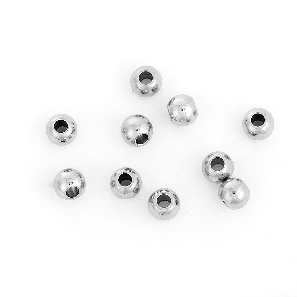 20 Perles 6mm en acier inoxydable hypoallergénique