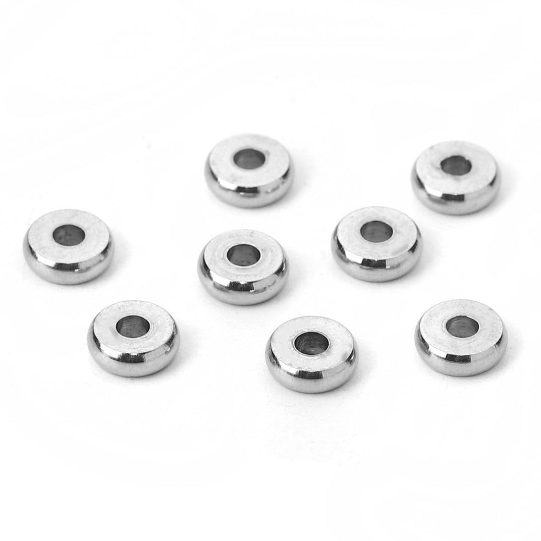10 Perles intercalaires en acier inoxydable 4, 5, 6, 7 ou 8mm