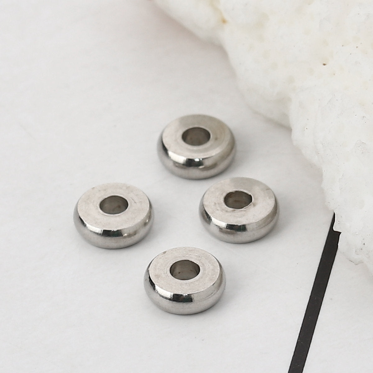 Stainless steel spacer beads, Silver rondelle disk for jewelry making
