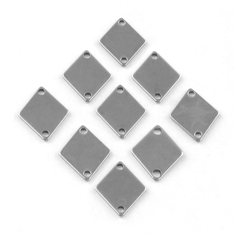 4 Connecteurs losanges en acier inoxydable 14 x 11mm