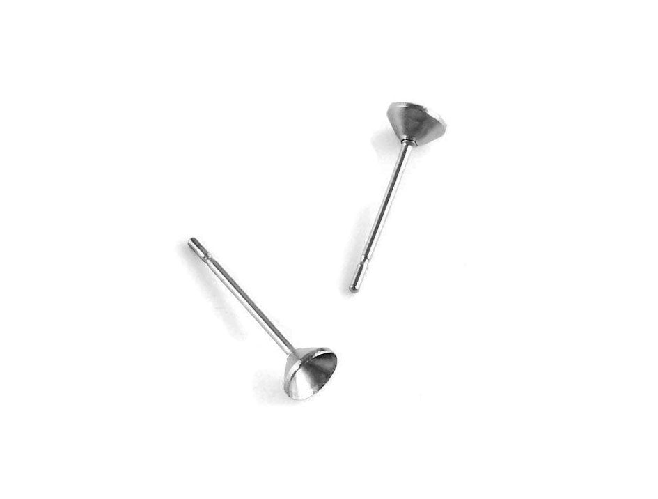 Tiges pour boucle d'oreille en acier inoxydable hypoallergénique - cône de 3, 4, 5, 6 ou 8mm