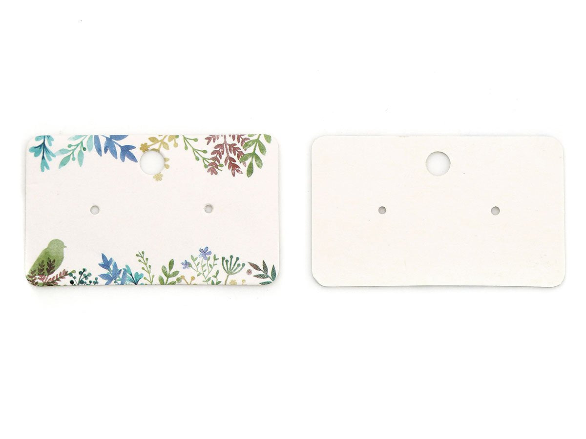 Cartons rectangulaires pour boucles d'oreille 30 x 50 mm à motif de feuillage