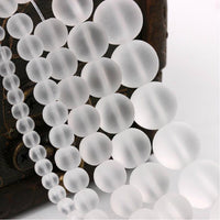 White Frosted Glass Beads Round 6, 8 or 10mm