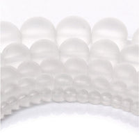 Perles Blanches Givrées, Rondes, 6, 8 ou 10mm