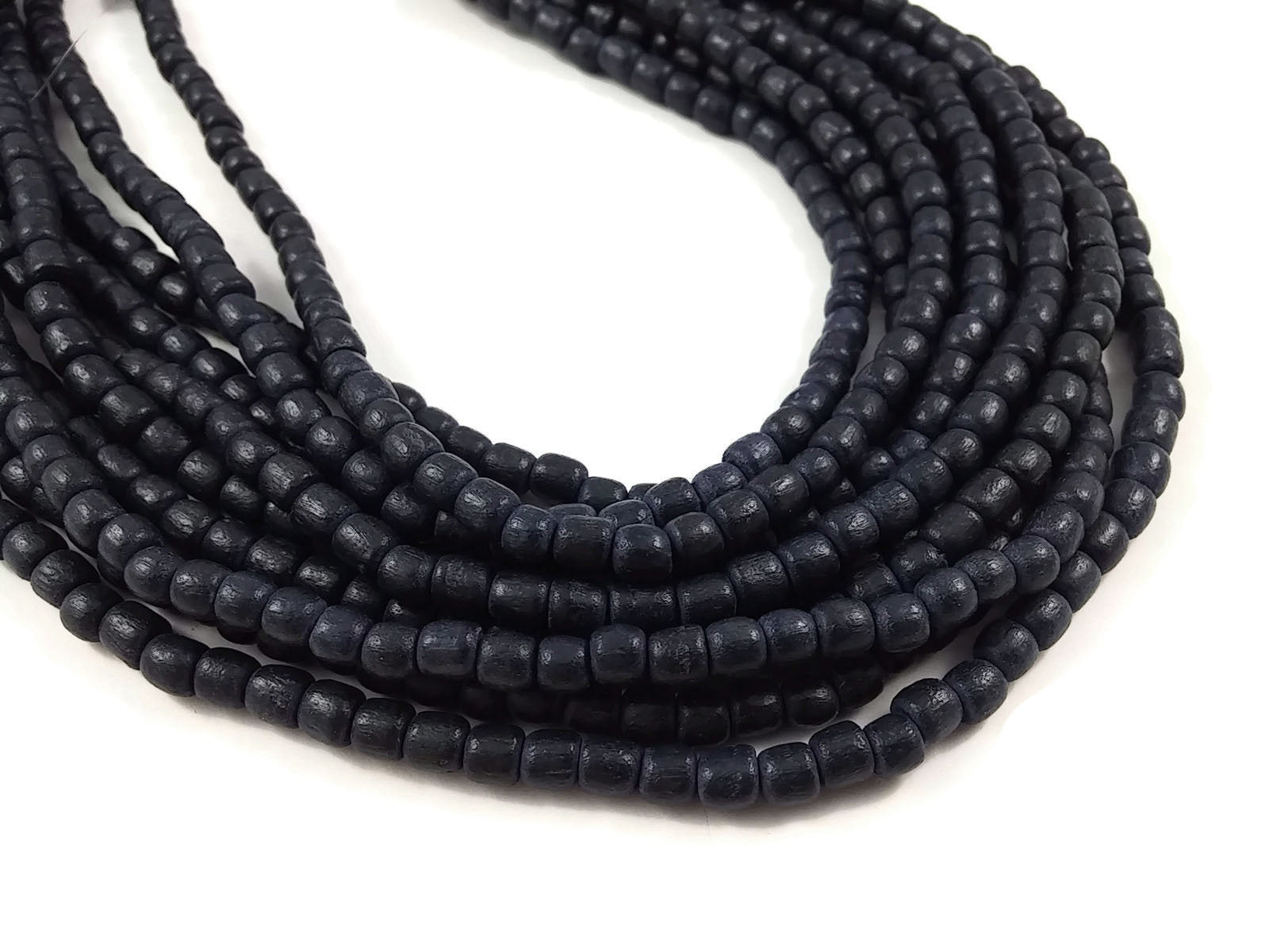 Tube Wooden Beads 4x5mm - Charcoal
