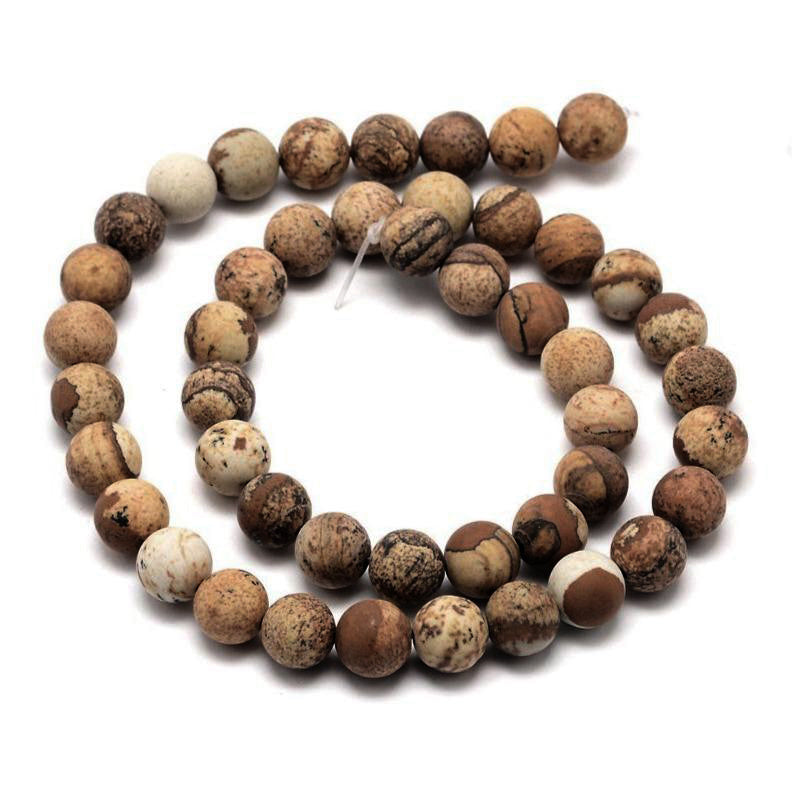 Natural Jasper Stone Frosted Beads Strands 8mm Round