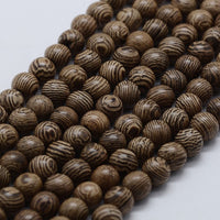 Brown zebra wood beads 6 or 8mm - Natural Mala Wooden Beads