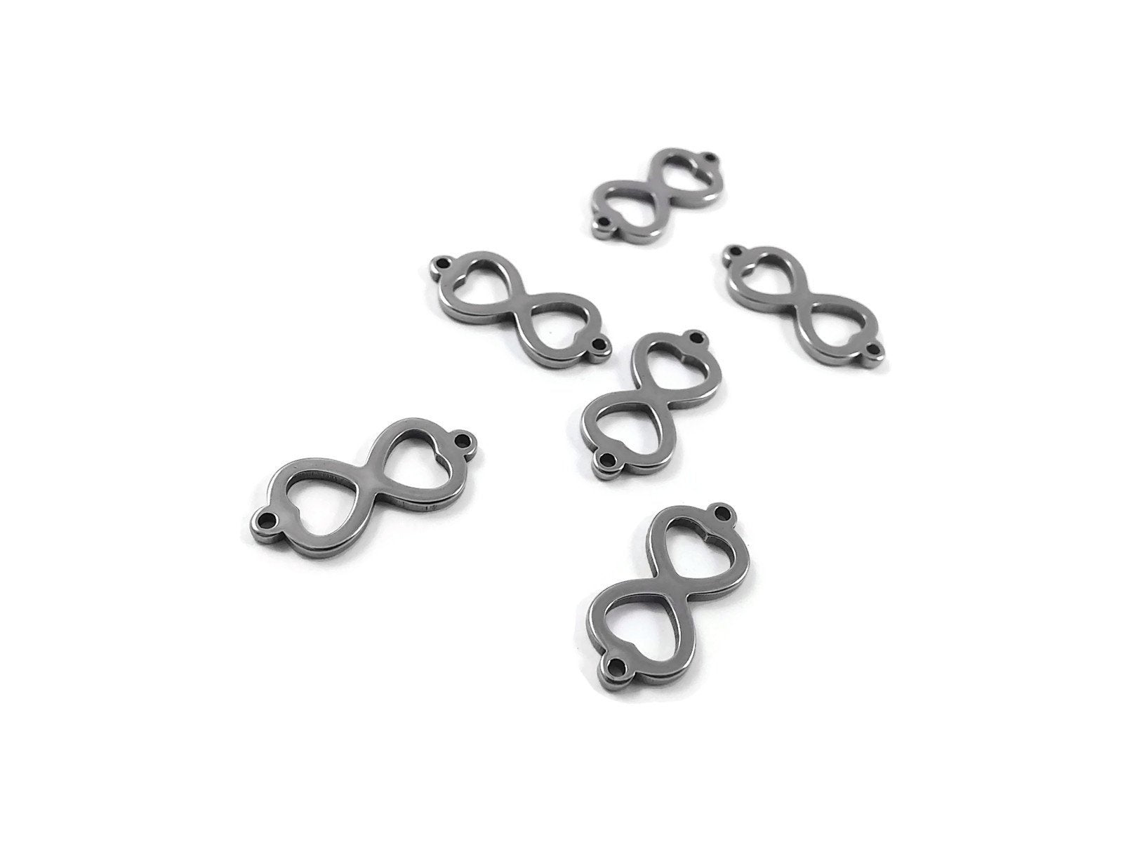 6 Stainless steel infinity connectors 20 x 9mm