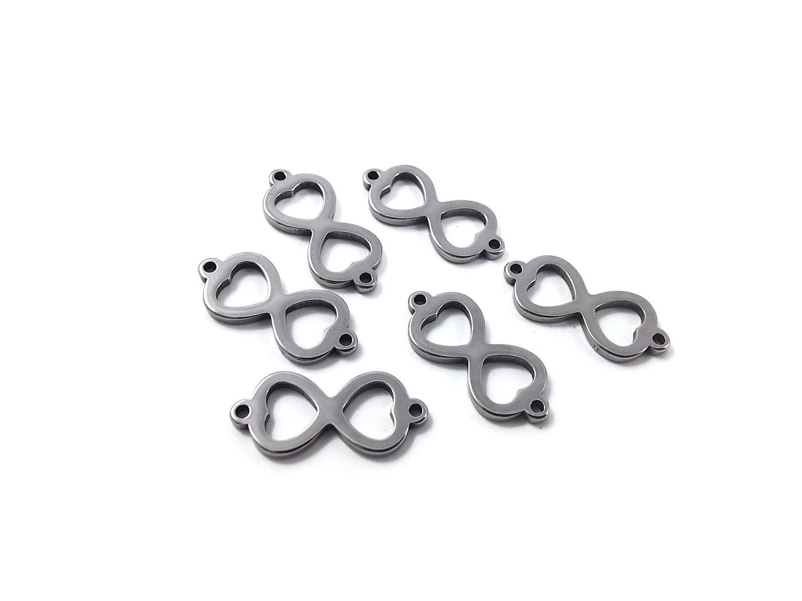 6 Stainless steel infinity connectors 20 x 9mm