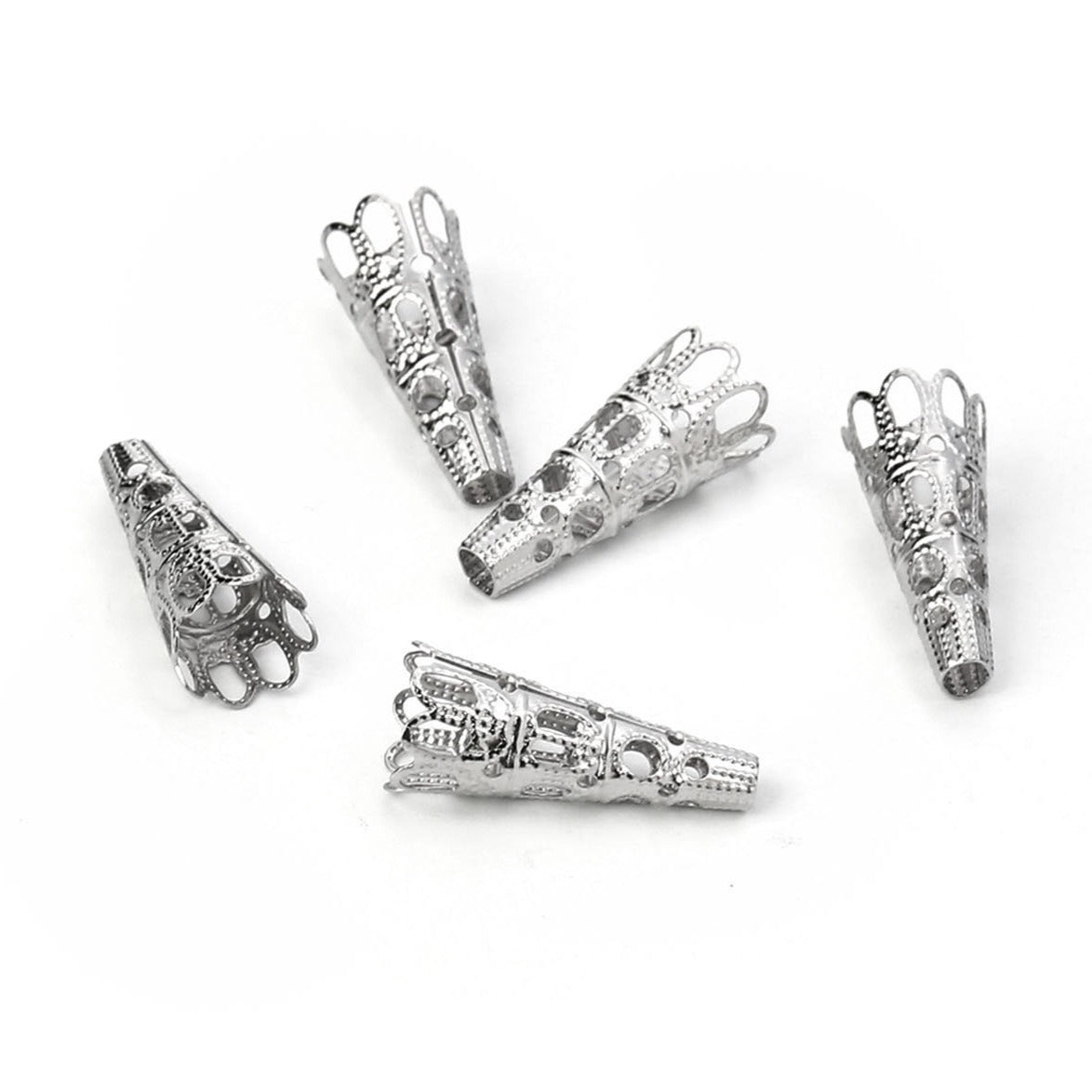 10 Coupelles cones pour perles argents 22mm en acier inoxydable