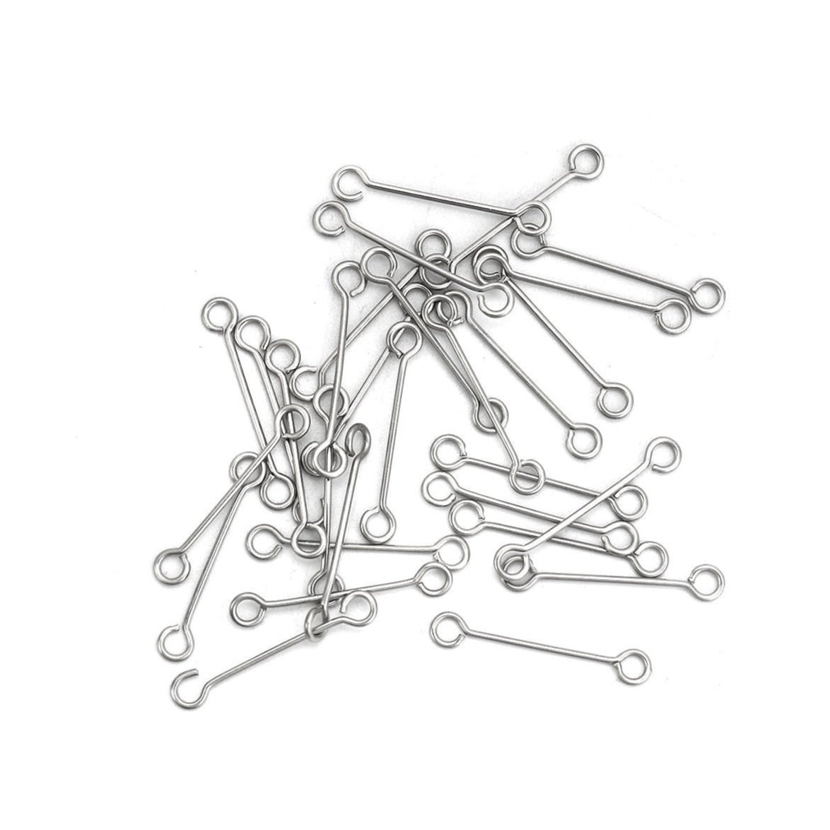 50 Stainless steel double sided eyepins - 19, 21 or 30mm - Hypoallergenic jewelry findings
