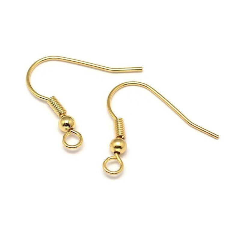 10 Brass earring hooks - Gold - Nickel free, lead free and cadmium free earwire