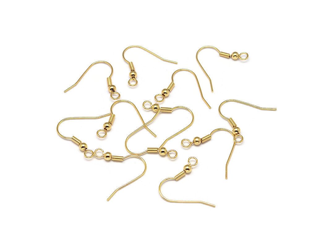 10 Brass earring hooks - Gold - Nickel free, lead free and cadmium free earwire