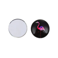 12mm mixed flamingo glass cabochons - set of 30 round dome cabochons