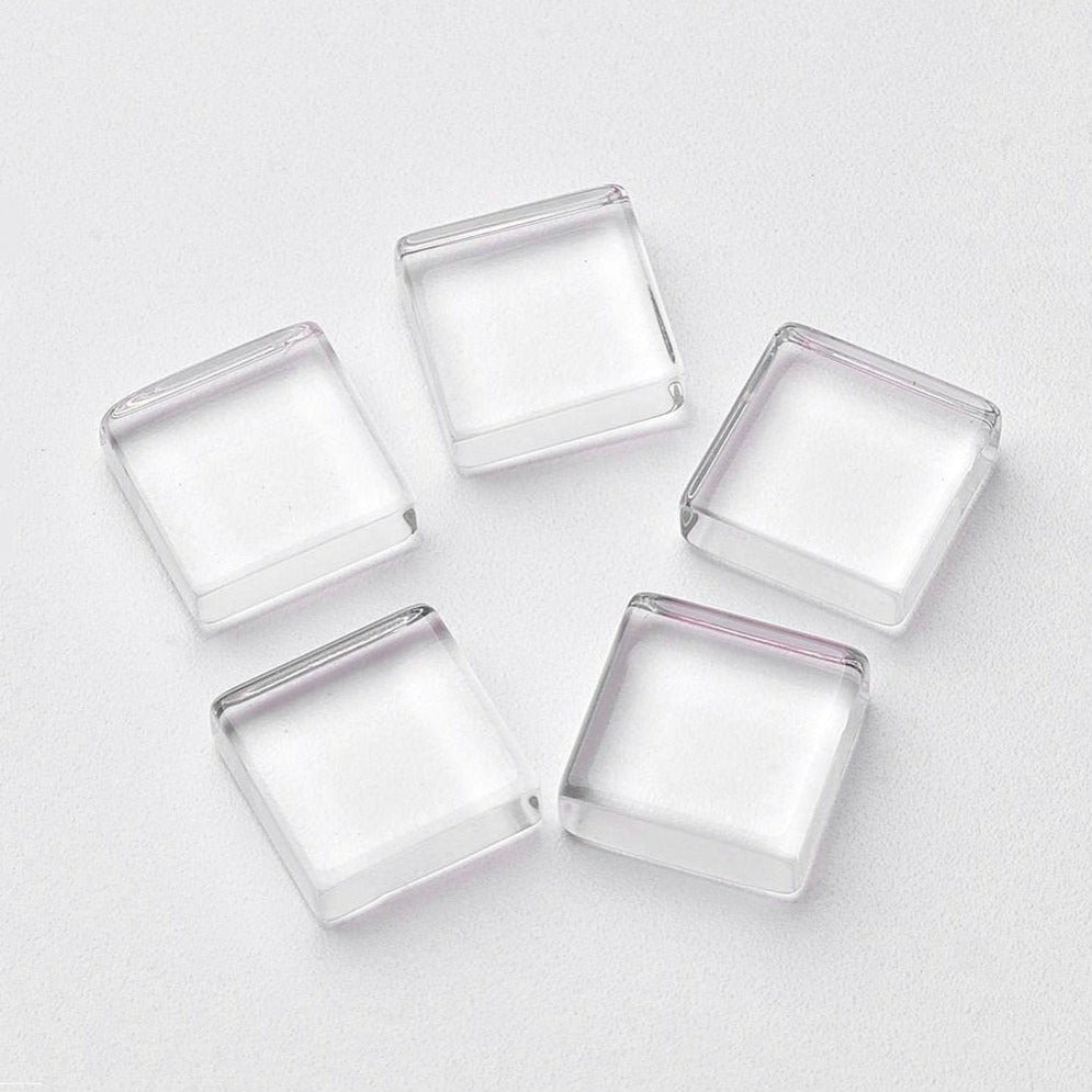 10 Flat Square Clear Glass Cabochons 10mm