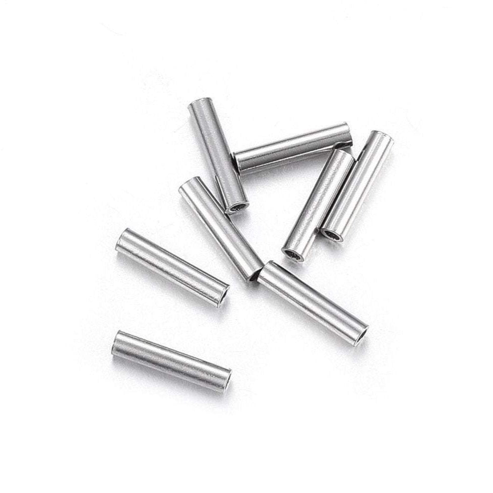 10 Stainless Steel Tube Beads 7mm