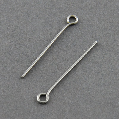 Eye Pins 30mm - 21 gauge (0.7mm) Sterling Silver 10pcs Findings