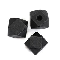 10 Faceted hexagon wood beads 12mm - Gray, blue, black and brown