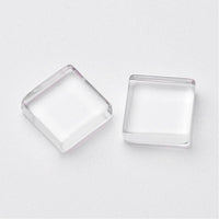 10 Flat Square Clear Glass Cabochons 10mm 