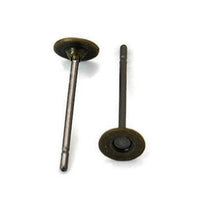 50 Earring stud posts, 4mm pad, antique bronze. Nickel free, lead free and cadmium free