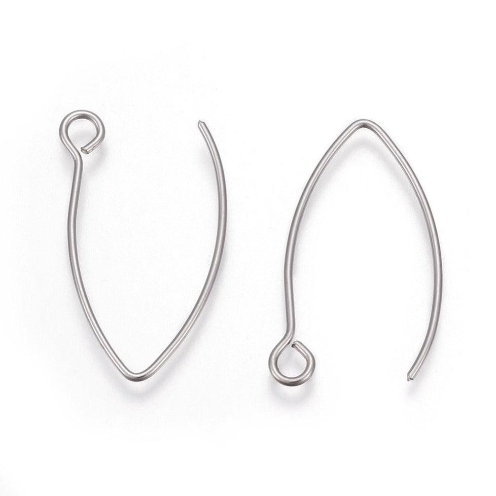 10 Stainless Steel Marquis earring hooks 26x15mm 