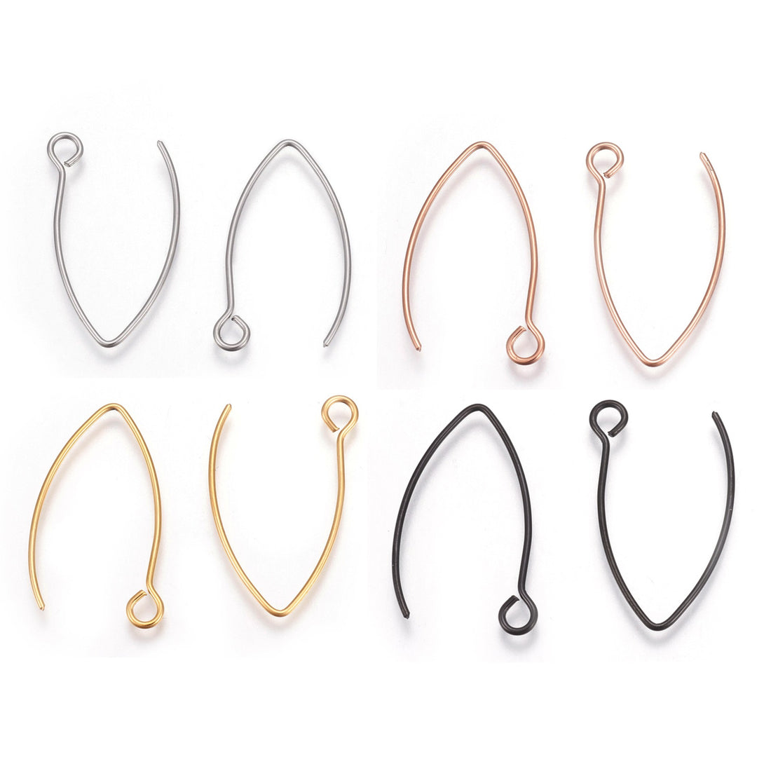 10 Stainless Steel Marquis earring hooks 26x15mm