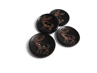 4 Brown Wooden Buttons 35mm -  Rustic Elk