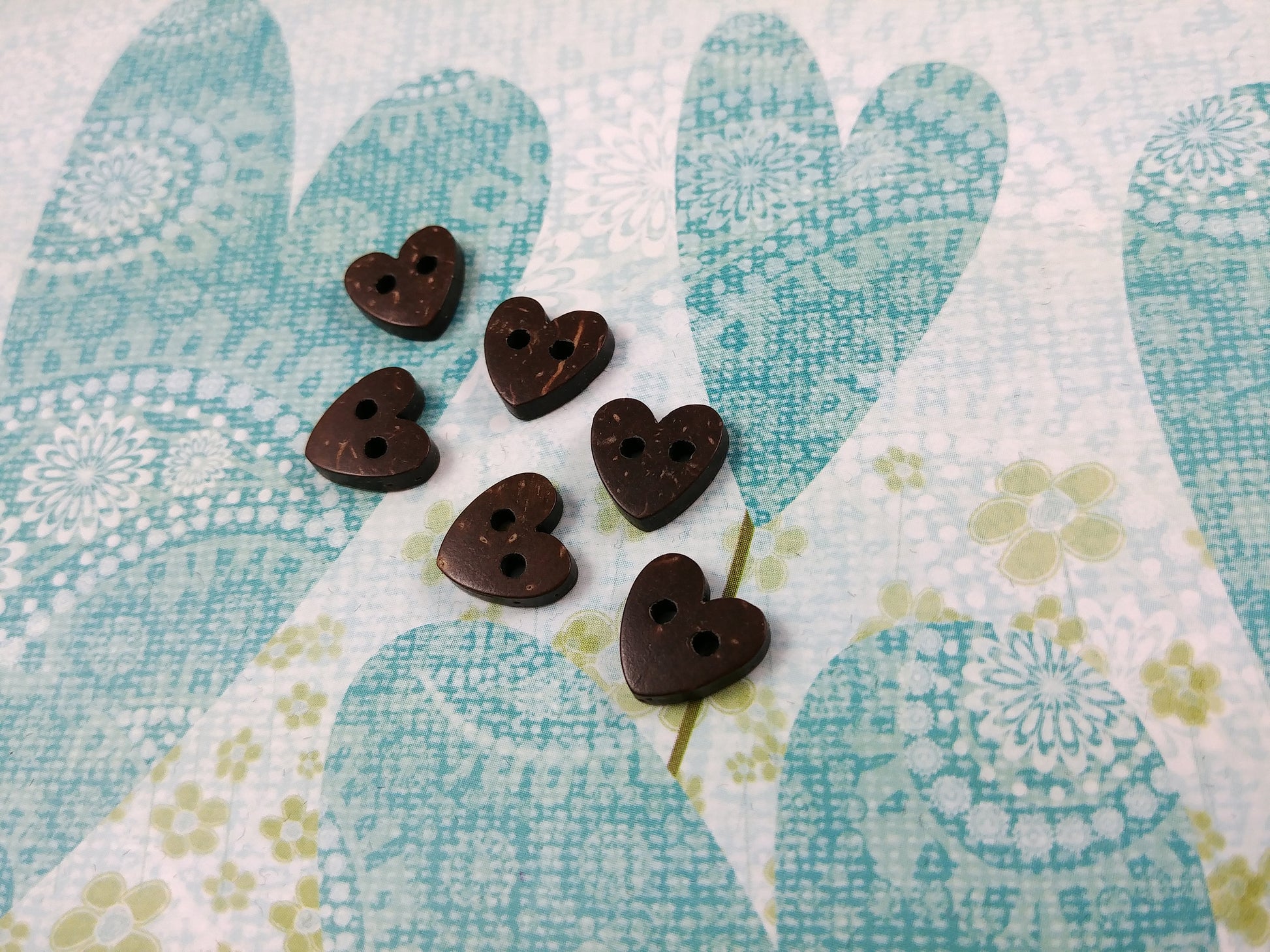 Brown Coconut Shell Buttons 10mm - Heart shape