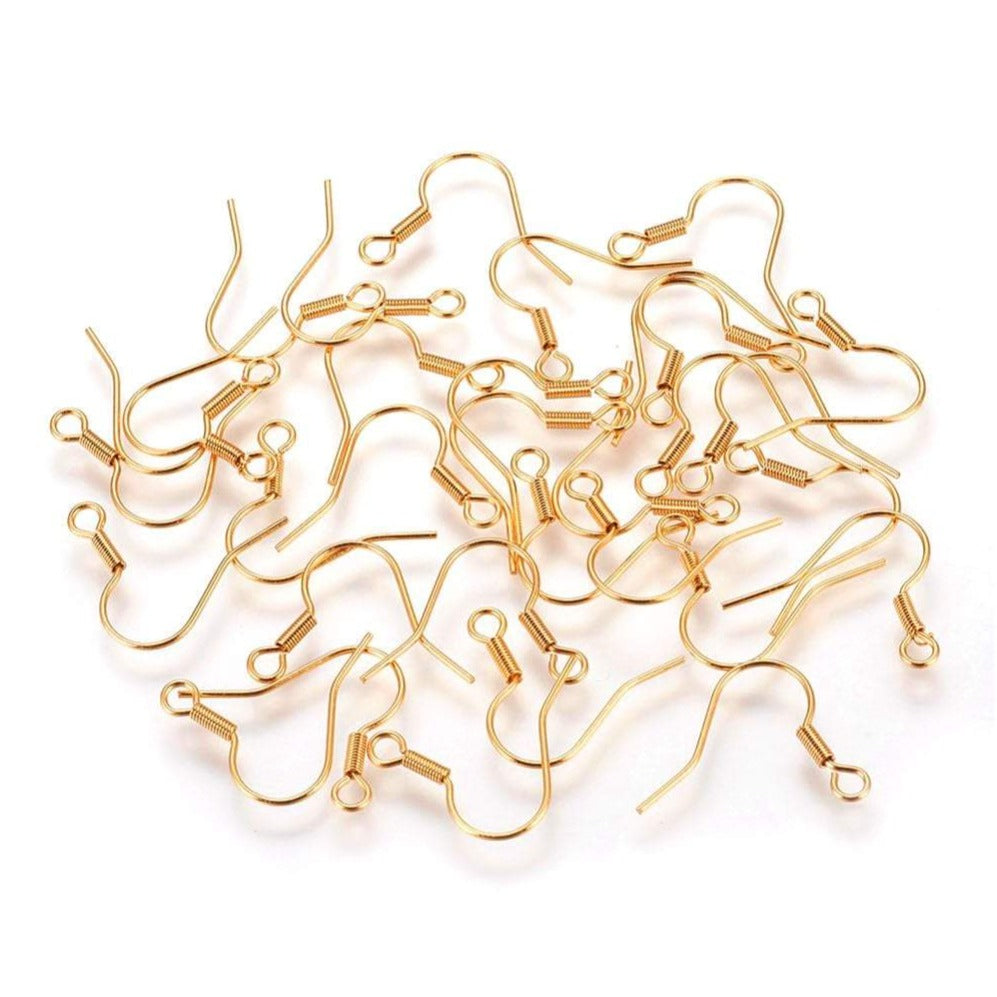 Gold stainless steel french earring hooks 10 pcs (5 pairs) Hypoallergenic 17x18mm