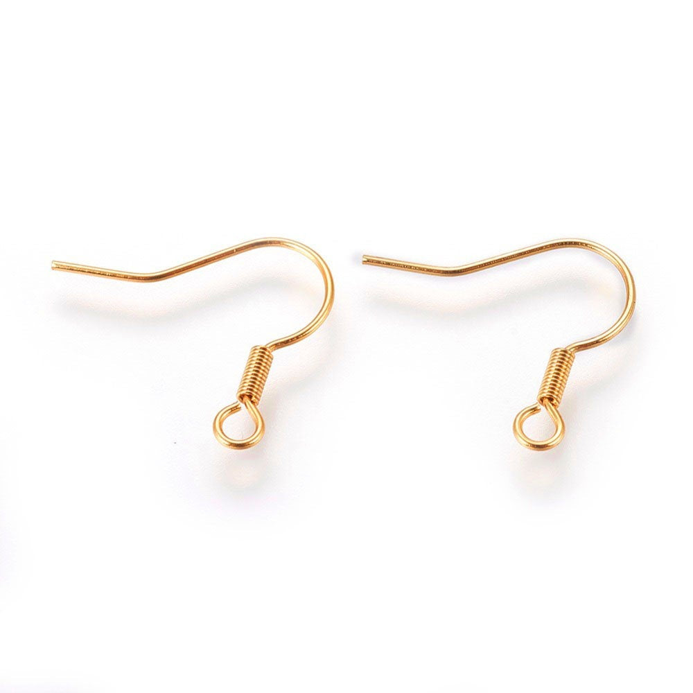 Gold stainless steel french earring hooks 10 pcs (5 pairs) Hypoallergenic 17x18mm