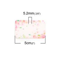 Paper Ear Studs Hang Tag Jewelry Display Card Earring - 2 inches pink flower pattern rectangular cards
