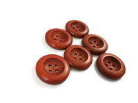1 inch wooden buttons 6x reddish brown wooden buttons