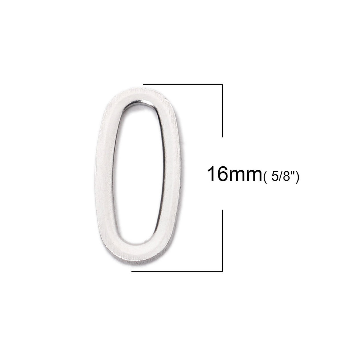 Hypoallergenic Silver Oval JumpRings 16mm - 5pcs Stainless Steel Closed Jump Rings