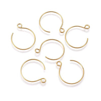 10pcs gold stainless steel round earring hooks 24x19mm  