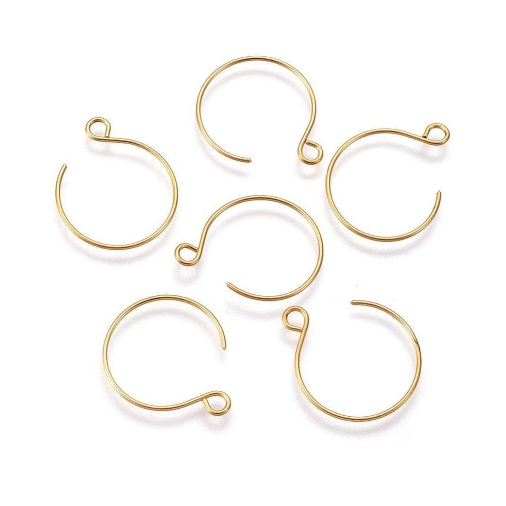 10pcs gold stainless steel round earring hooks 24x19mm  
