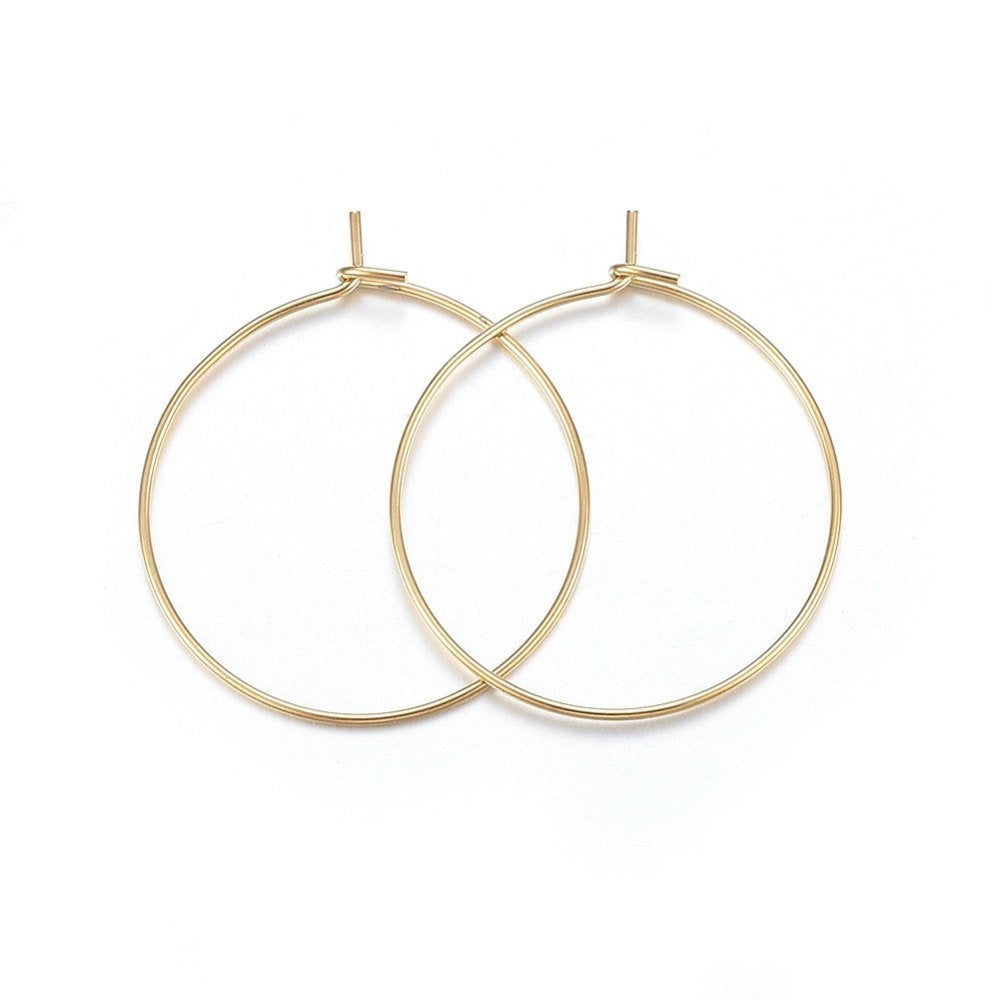 Gold stainless steel hoops 10pcs (5 pairs) - 2 size available