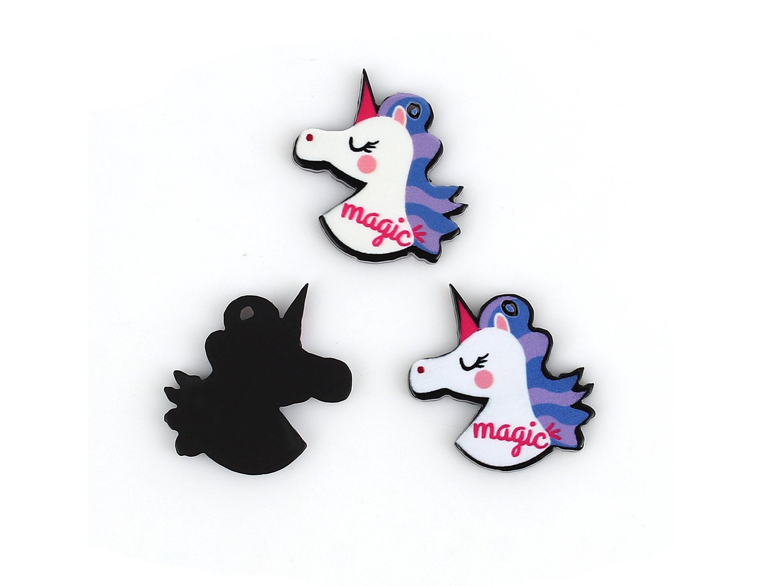 Magic unicorn charm, 5 acrylic unicorn charms