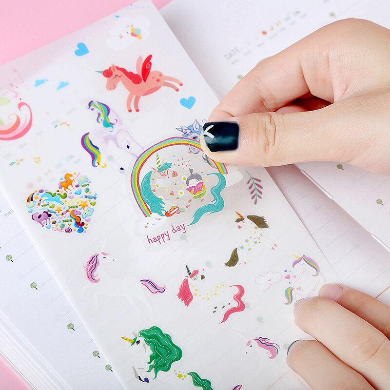 Unicorn sticker pack - 6 sheets of cute stickers