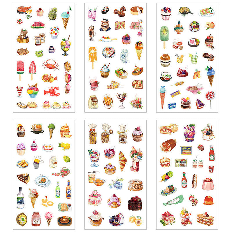 Cakes and food sticker set - 6 sheets