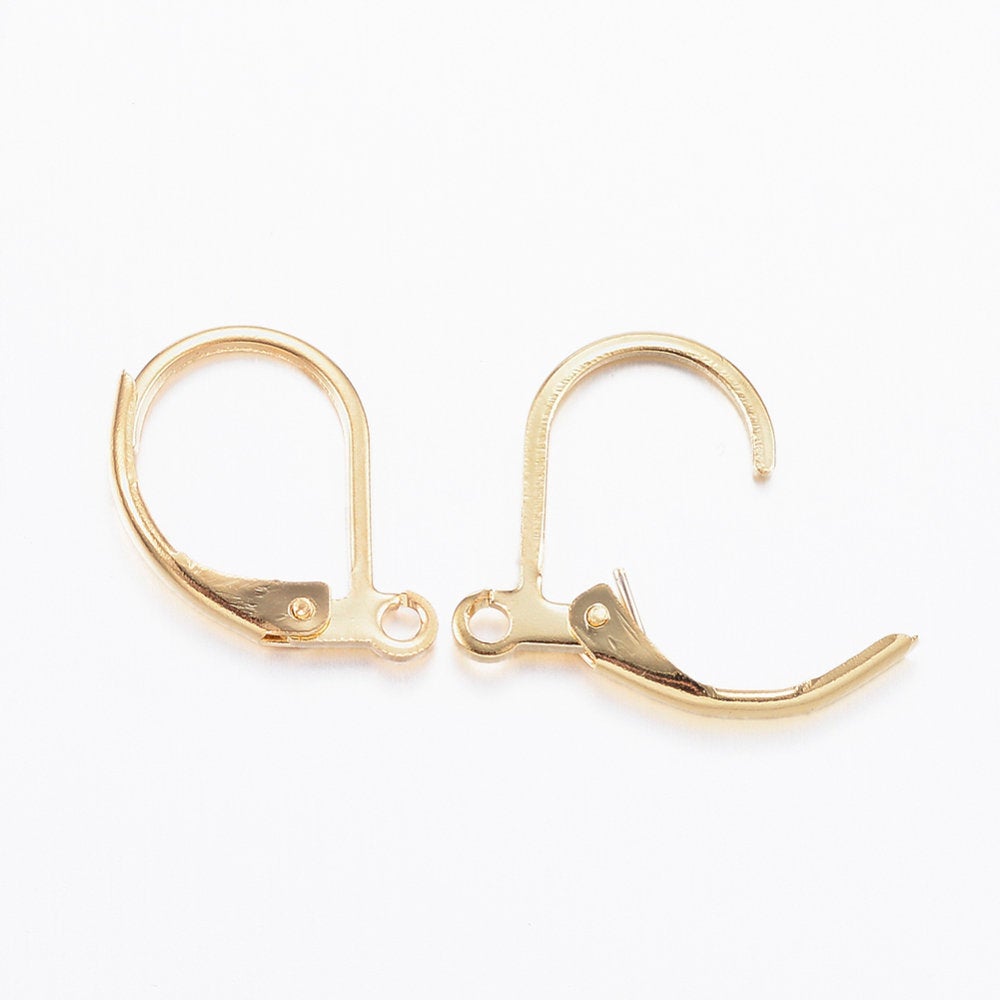 Gold stainless lever back hoop earring hooks 10pcs (5 pairs) Hypoallergenic