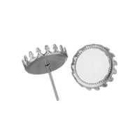 Stainless steel ear stud crown cabochon settings - fits 12mm cabochons