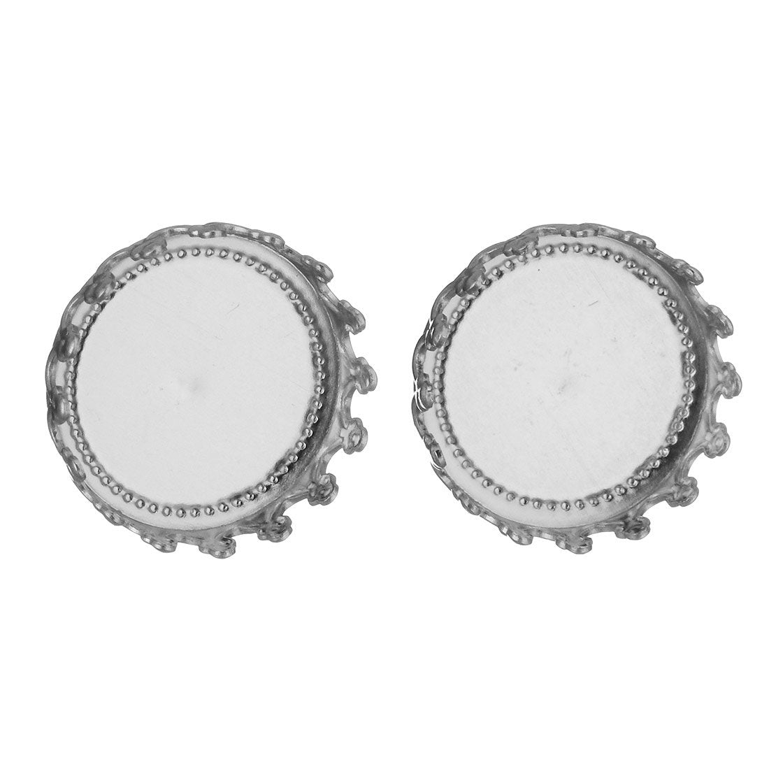 Stainless steel ear stud crown cabochon settings - fits 12mm cabochons
