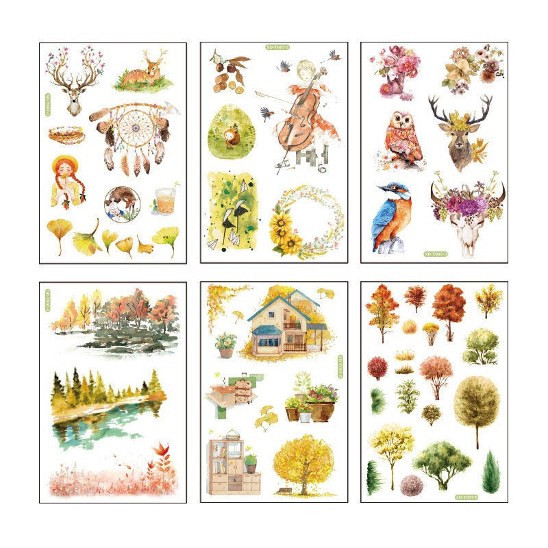 Fall forest sticker pack - 6 sheets of paper stickers